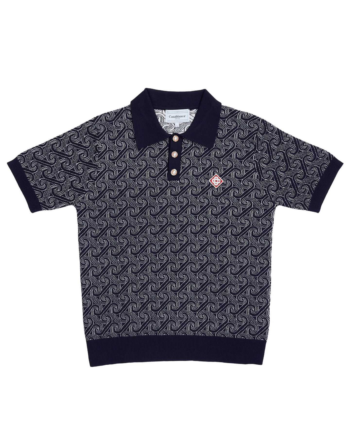 Casablanca Column Jacquard Monogram Polo Shirt