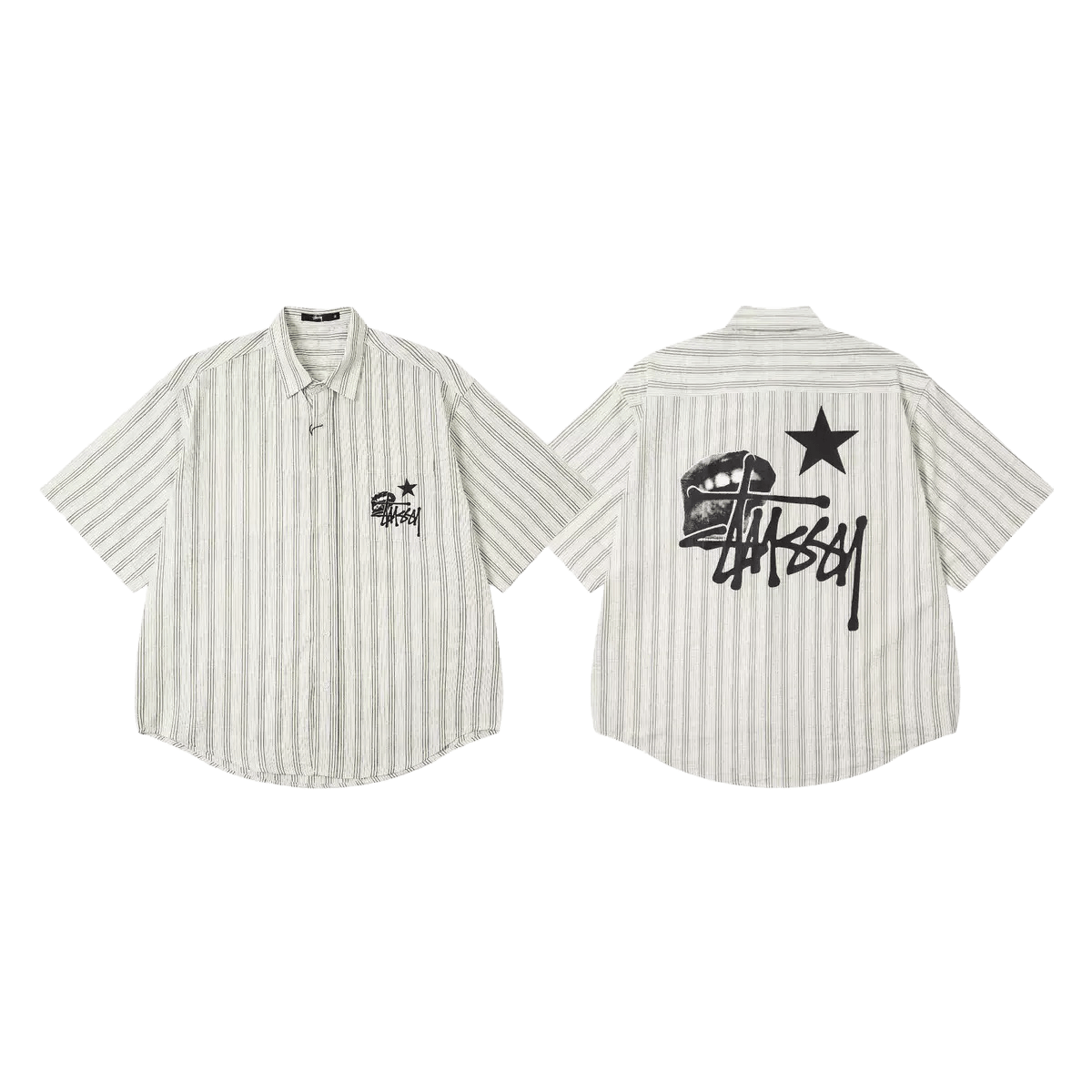 Stüssy Men's Striped Short-sleeve Button-down shirt