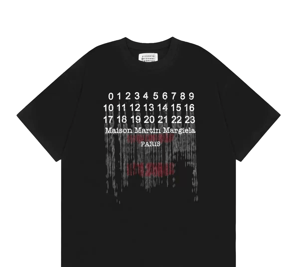 mm t-shirt featuring a pixelated version of the brand's numeric logo