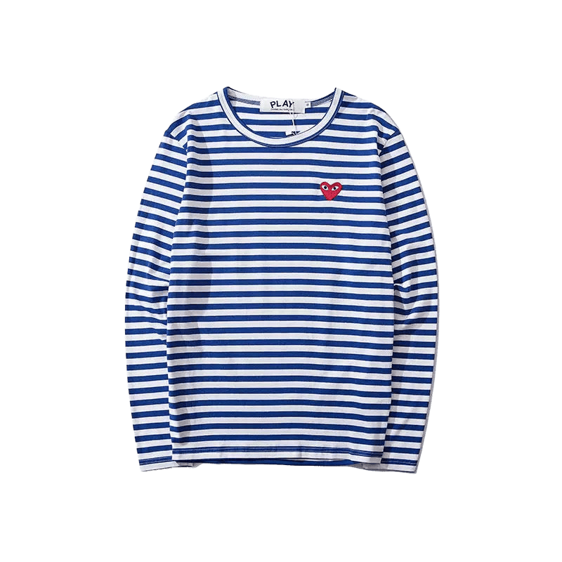 Comme des Garçons Play Long Sleeve Heart Logo Stripe T-Shirt