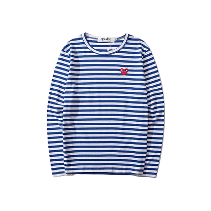 Comme des Garçons Play Long Sleeve Heart Logo Stripe T-Shirt