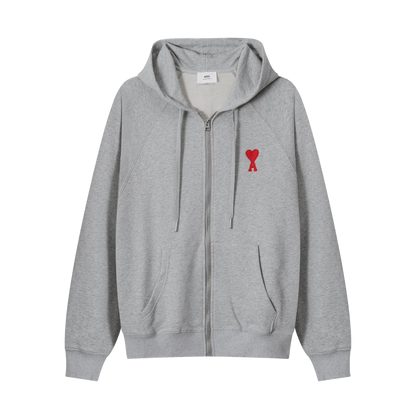 AMI Paris Ami de Cœur-embroidered zip-up hoodie