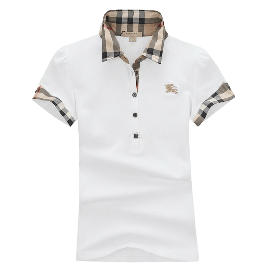 Burberry Check collar cotton piqué polo shirt