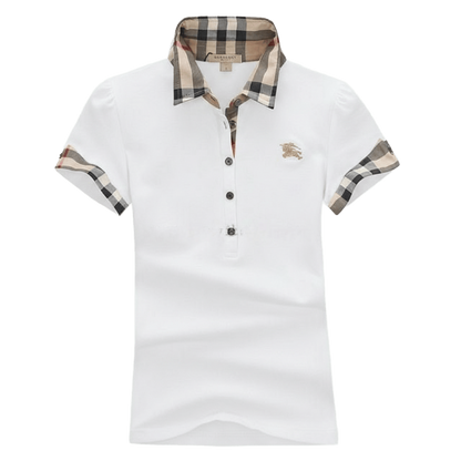 Burberry Check collar cotton piqué polo shirt