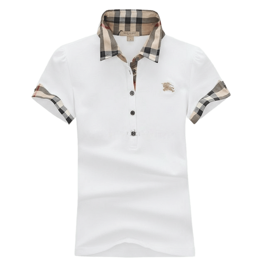 Burberry Check collar cotton piqué polo shirt