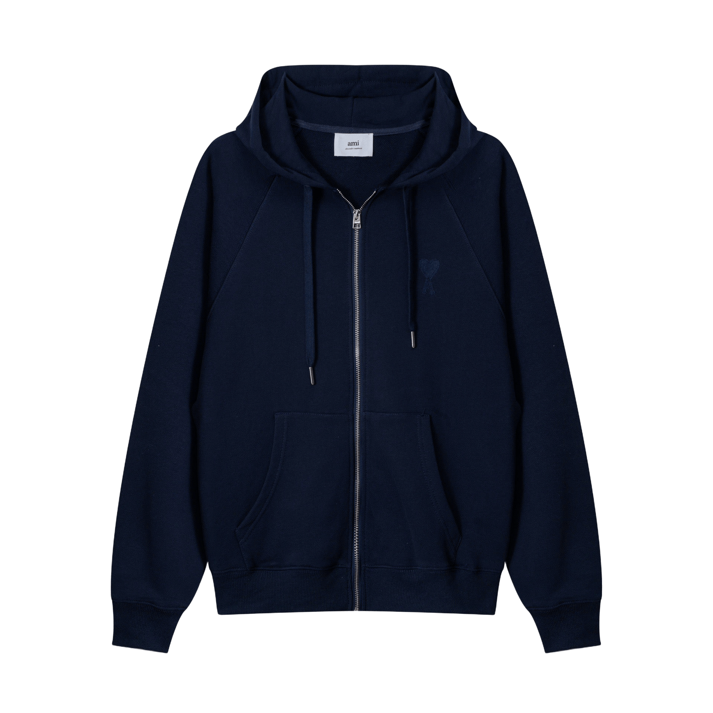 AMI Paris Ami de Cœur-embroidered zip-up hoodie