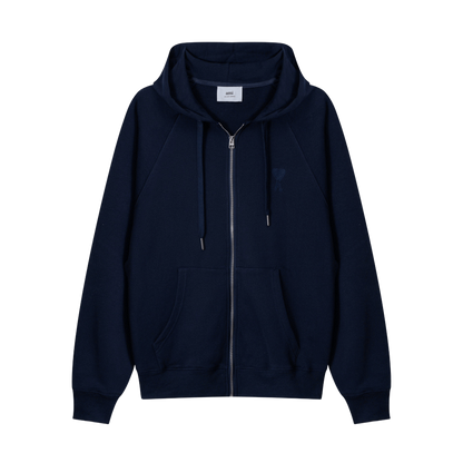 AMI Paris Ami de Cœur-embroidered zip-up hoodie