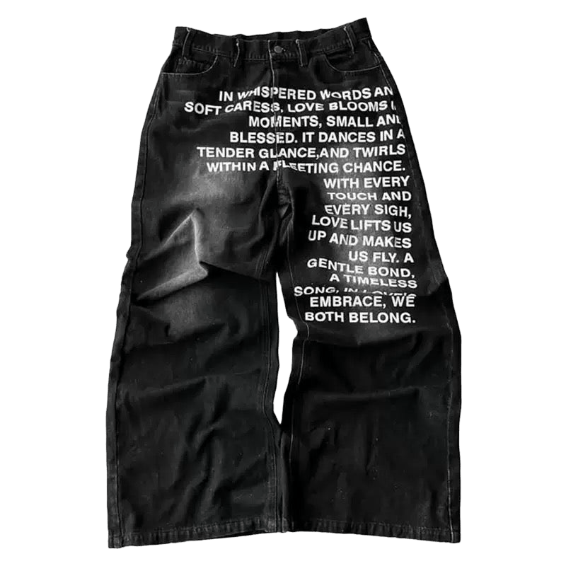 Jean avec ecriture devant Y2K Streetwear