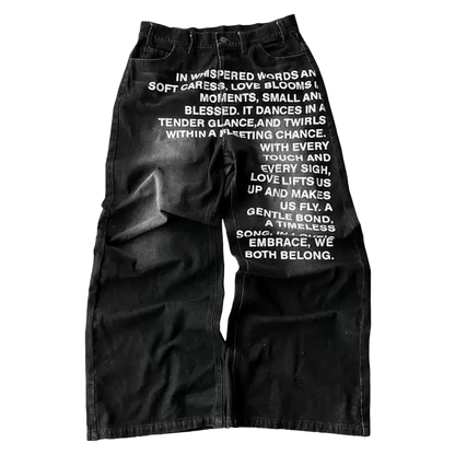 Jean avec ecriture devant Y2K Streetwear