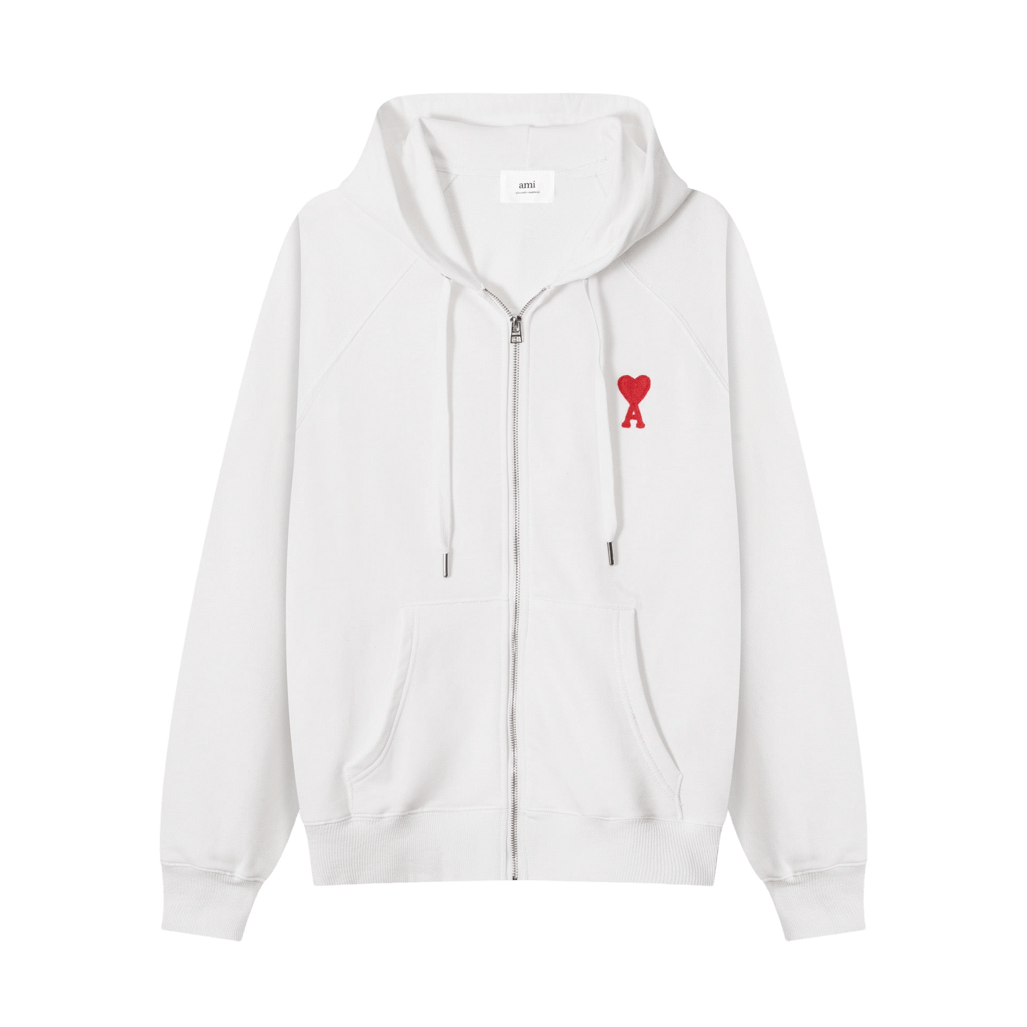 AMI Paris Ami de Cœur-embroidered zip-up hoodie