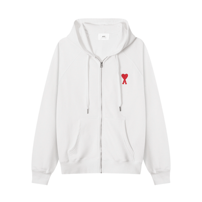 AMI Paris Ami de Cœur-embroidered zip-up hoodie