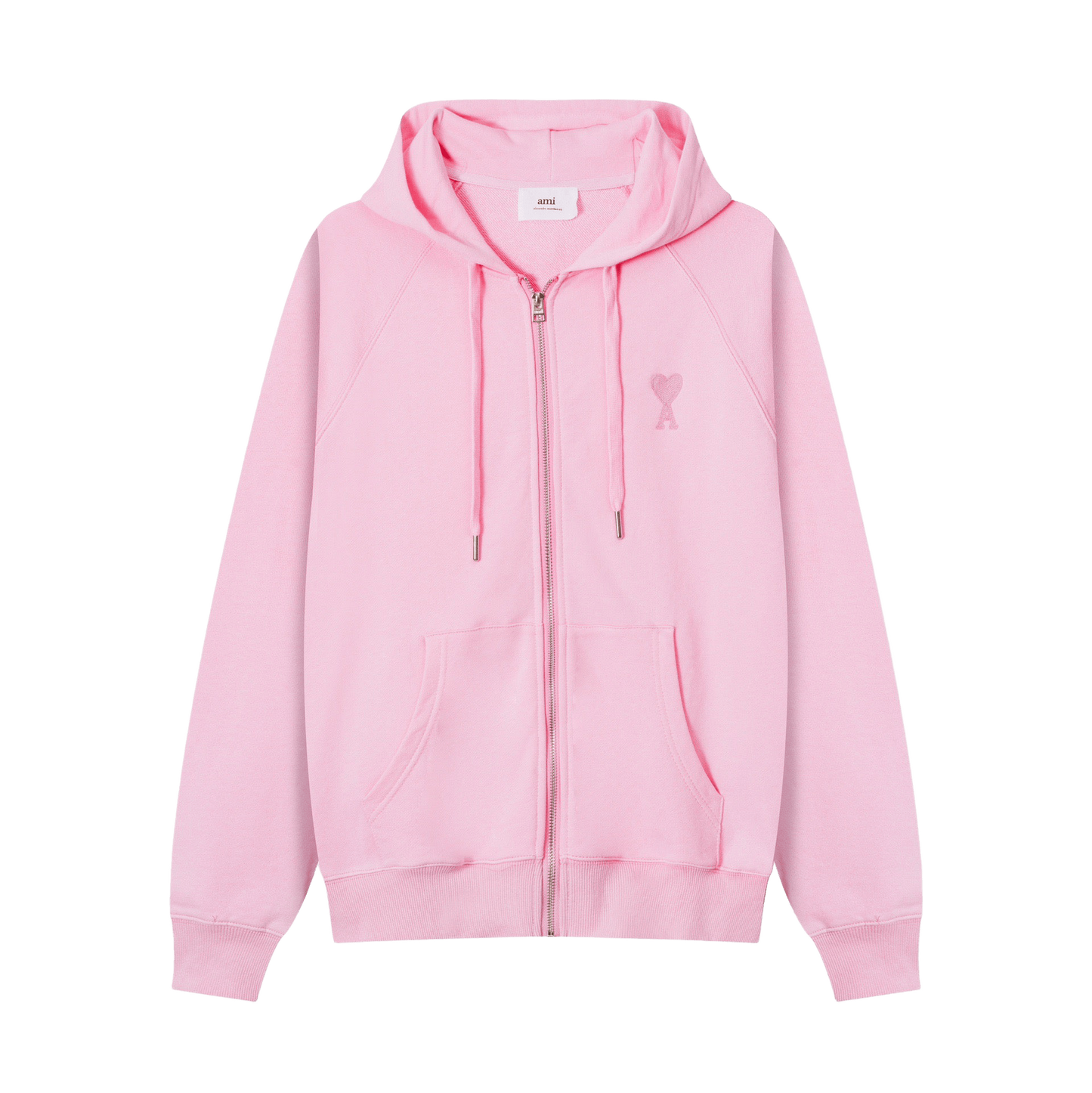 AMI Paris Ami de Cœur-embroidered zip-up hoodie