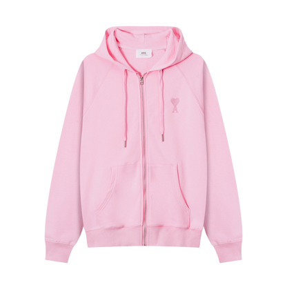 AMI Paris Ami de Cœur-embroidered zip-up hoodie