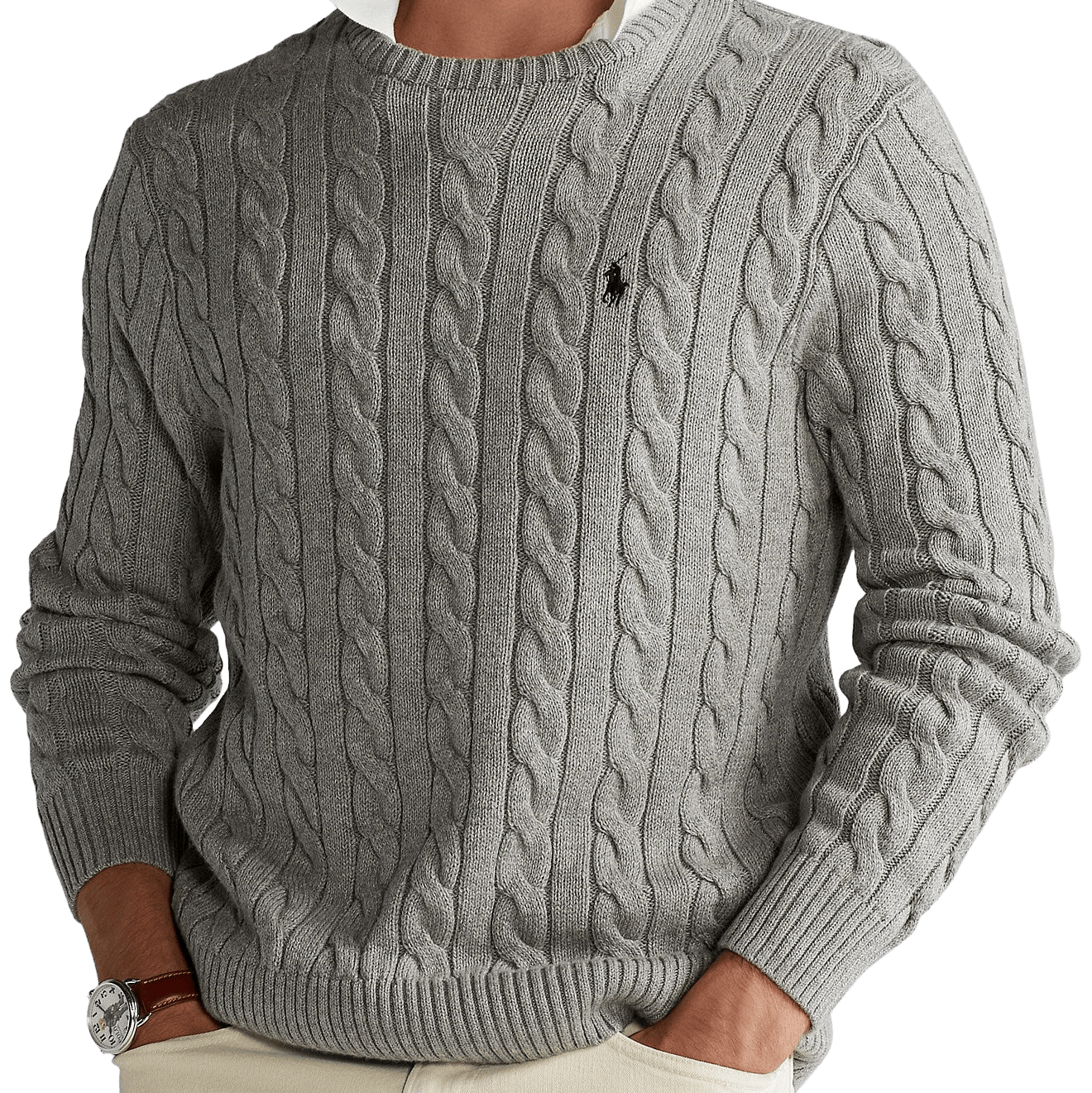 Gray Ralph Lauren Cable-Knit Sweater