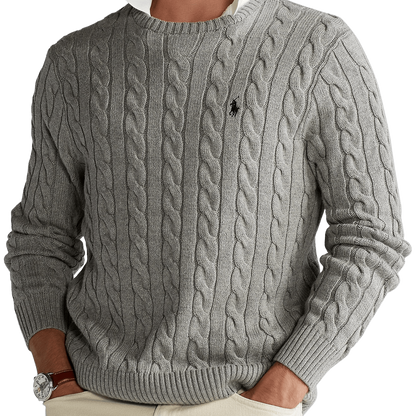 Gray Ralph Lauren Cable-Knit Sweater