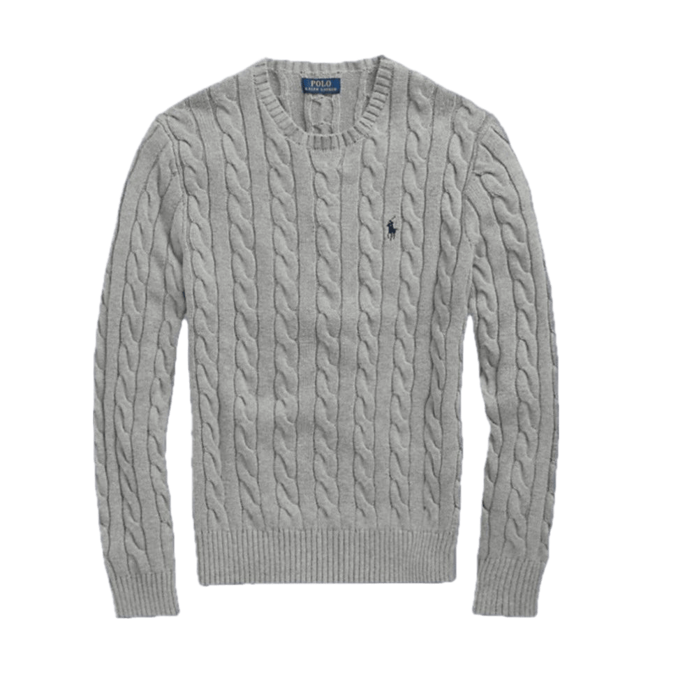 Gray Ralph Lauren Cable-Knit Sweater