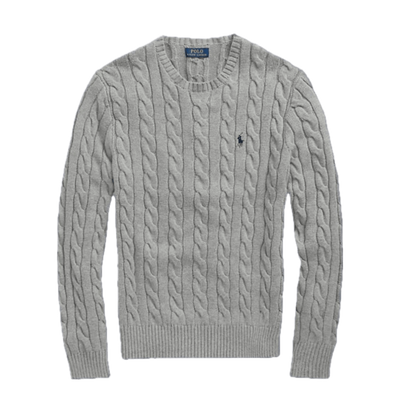 Gray Ralph Lauren Cable-Knit Sweater