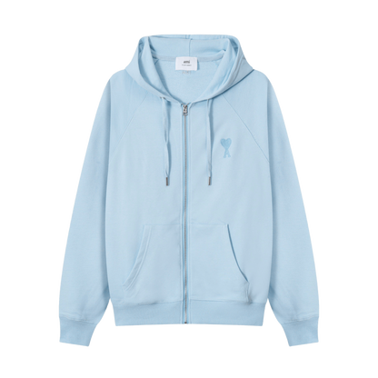 AMI Paris Ami de Cœur-embroidered zip-up hoodie