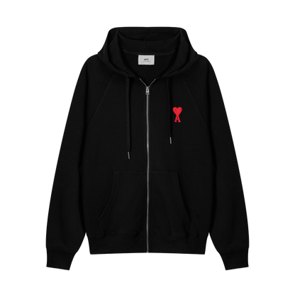 AMI Paris Ami de Cœur-embroidered zip-up hoodie