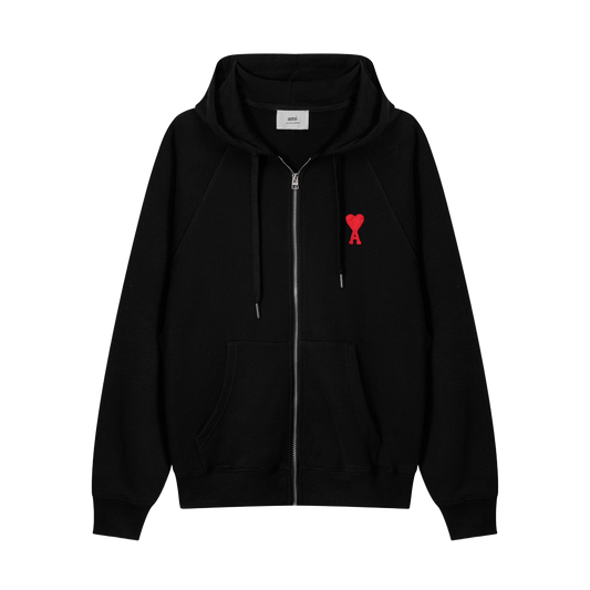 AMI Paris Ami de Cœur-embroidered zip-up hoodie