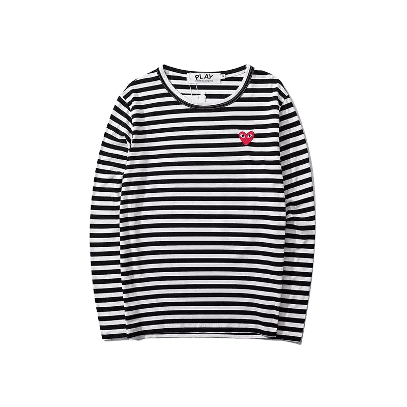 Comme des Garçons Play Long Sleeve Heart Logo Stripe T-Shirt