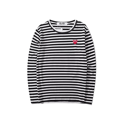 Comme des Garçons Play Long Sleeve Heart Logo Stripe T-Shirt