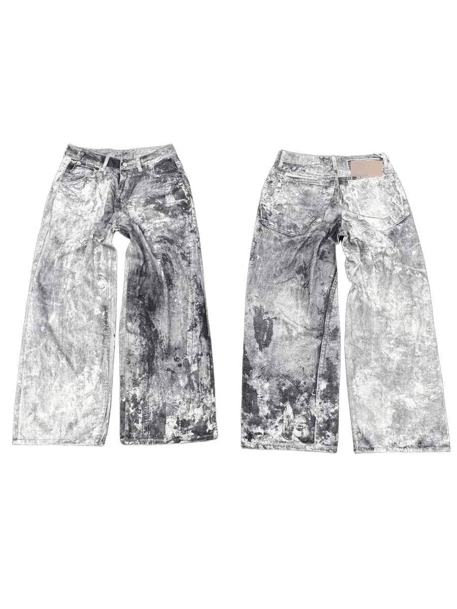 Acne Studios 1981 trousers in a "Cold Grey" splatter