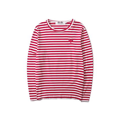 Comme des Garçons Play Long Sleeve Heart Logo Stripe T-Shirt