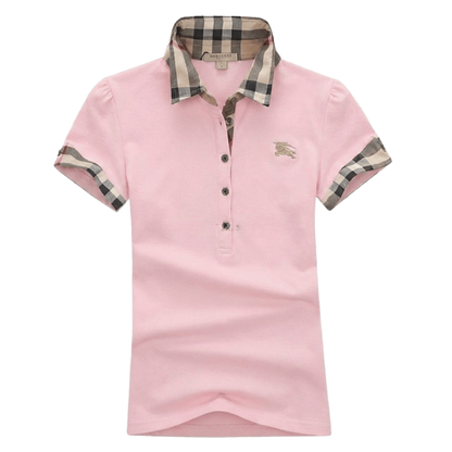 Burberry Check collar cotton piqué polo shirt