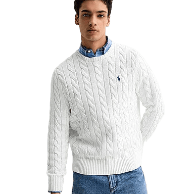White Ralph Lauren Cable-Knit Sweater