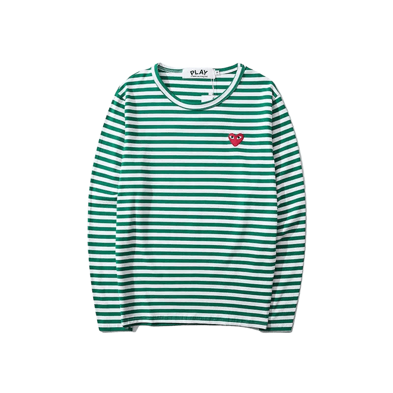Comme des Garçons Play Long Sleeve Heart Logo Stripe T-Shirt