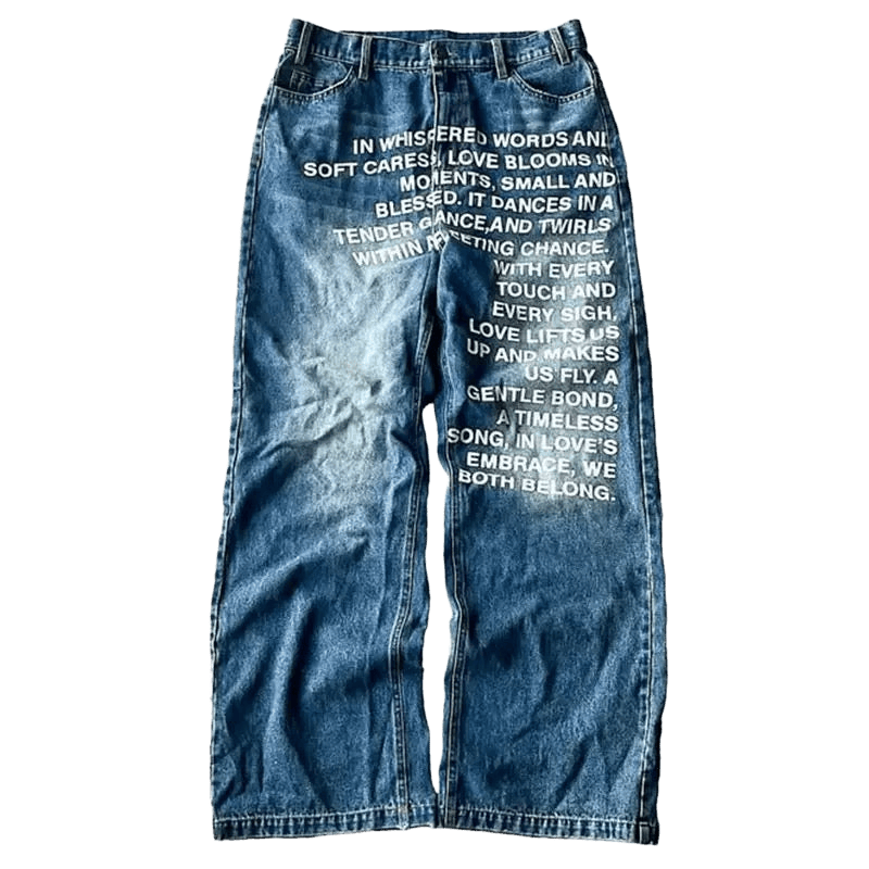 Jean avec ecriture devant Y2K Streetwear