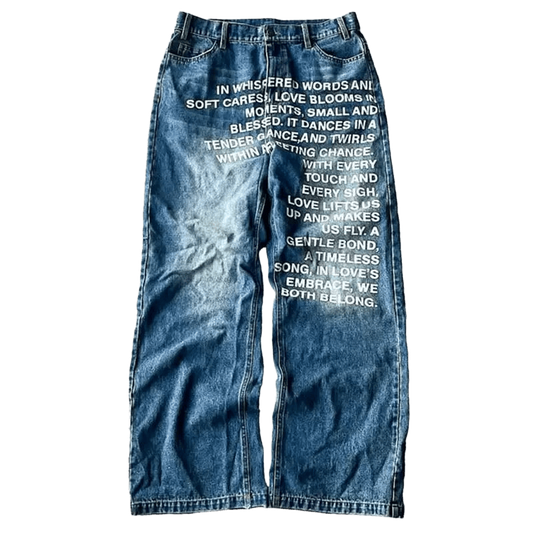 Jean avec ecriture devant Y2K Streetwear