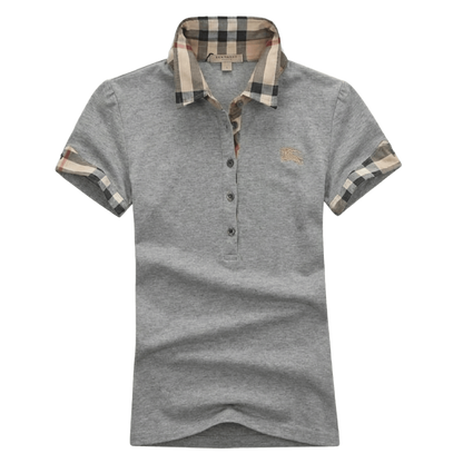 Burberry Check collar cotton piqué polo shirt