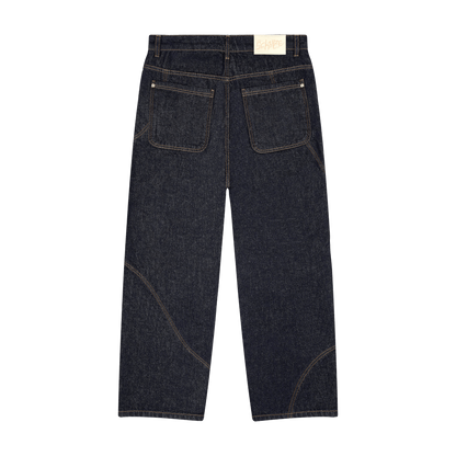 Patchwork Cherry Blossom Embroidery Denim Pants