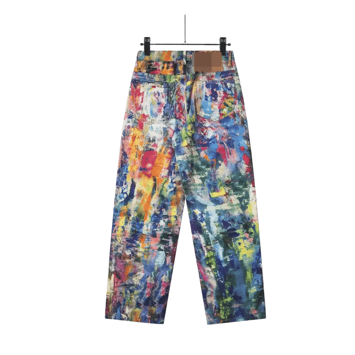 Acne Studios 1981F baggy fit jeans in a multicolor painted effect.