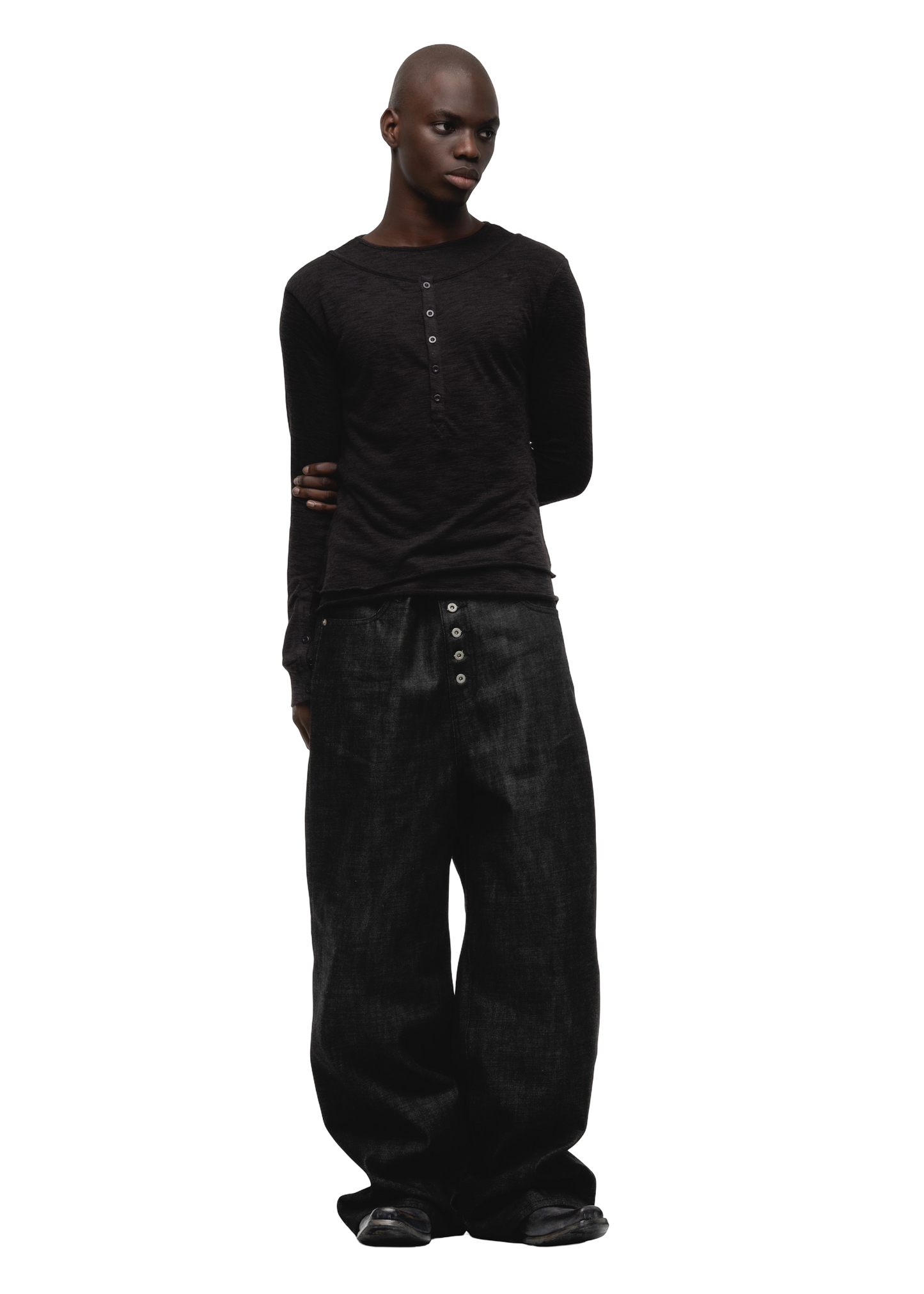 NO/FAITH STUDIOS raw denim japanese loose fit black jeans