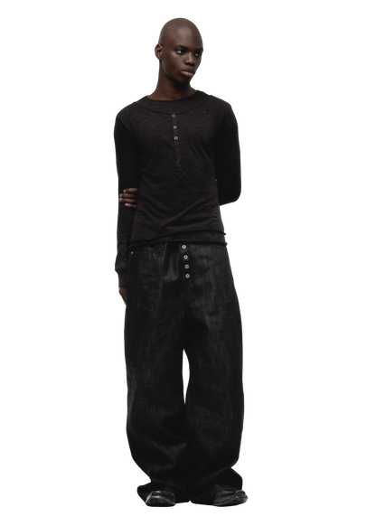 NO/FAITH STUDIOS raw denim japanese loose fit black jeans