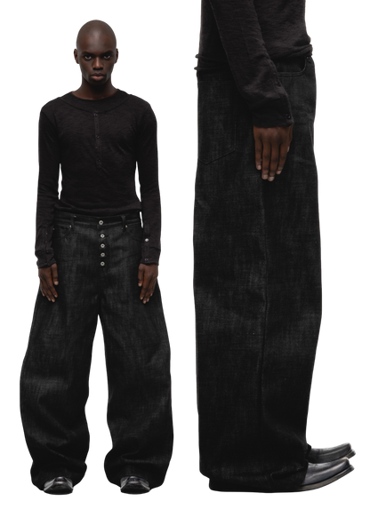 NO/FAITH STUDIOS raw denim japanese loose fit black jeans