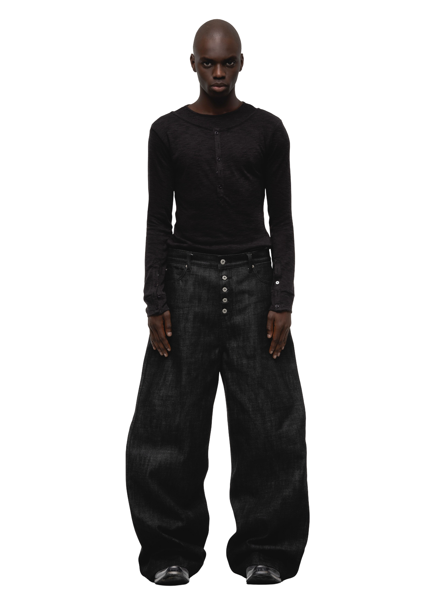 NO/FAITH STUDIOS raw denim japanese loose fit black jeans