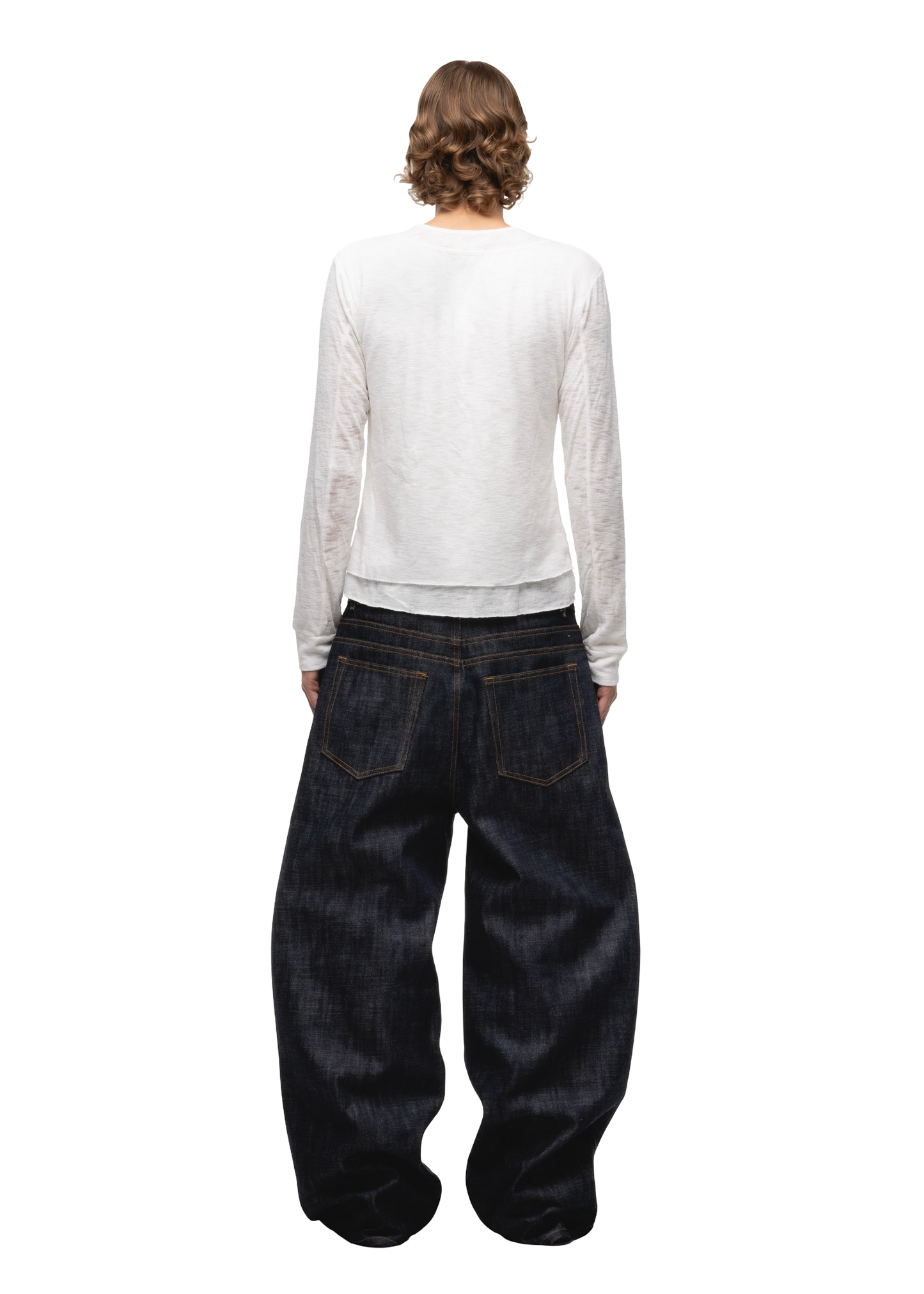 NO/FAITH STUDIOS raw denim japanese loose fit navy jeans