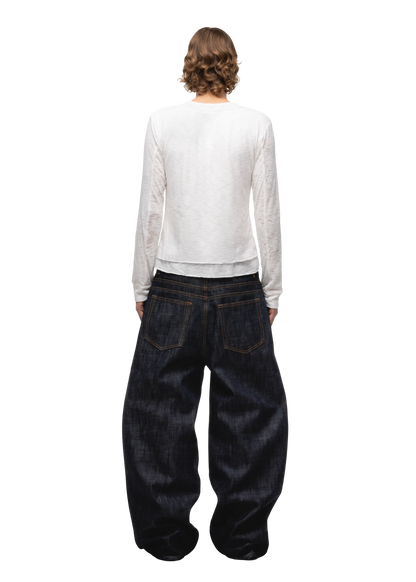 NO/FAITH STUDIOS raw denim japanese loose fit navy jeans
