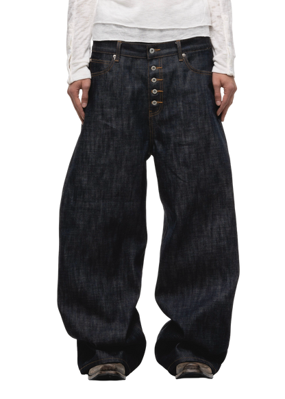 NO/FAITH STUDIOS raw denim japanese loose fit navy jeans