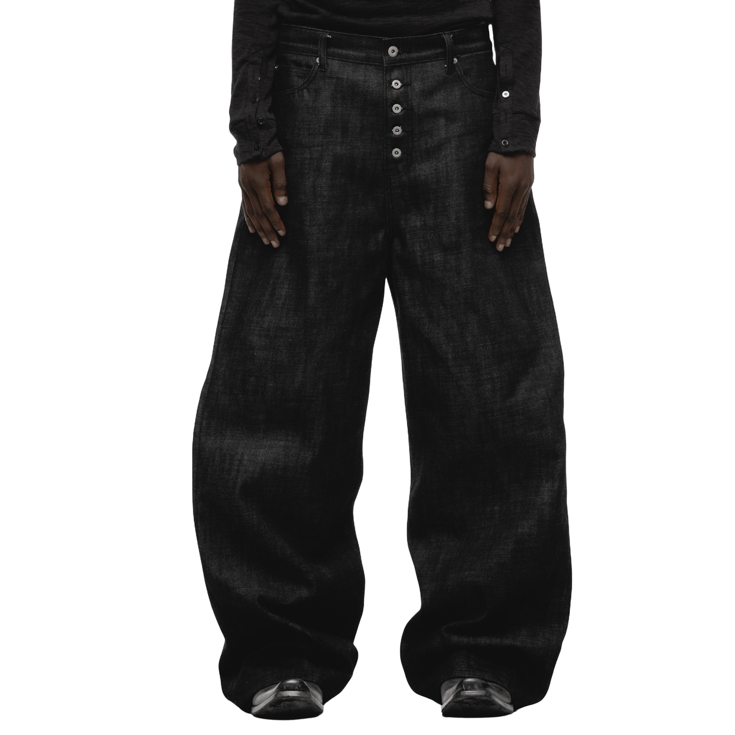 NO/FAITH STUDIOS raw denim japanese loose fit black jeans