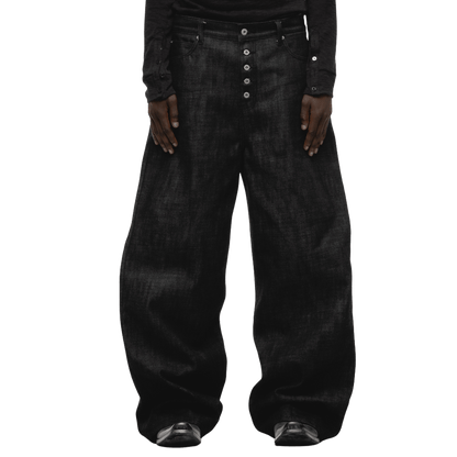 NO/FAITH STUDIOS raw denim japanese loose fit black jeans