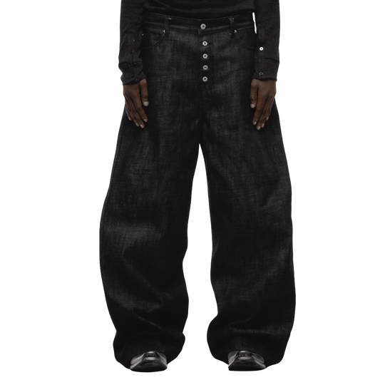 NO/FAITH STUDIOS raw denim japanese loose fit black jeans