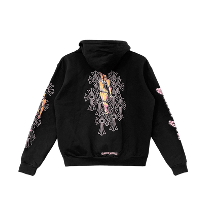 Chrome Hearts x Deadly Doll Pink Cross Scroll Logo Zip Up Hoodie