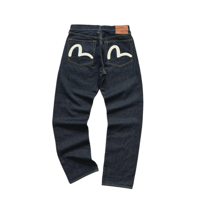 Evisu jeans featuring the classic brushstroke seagull