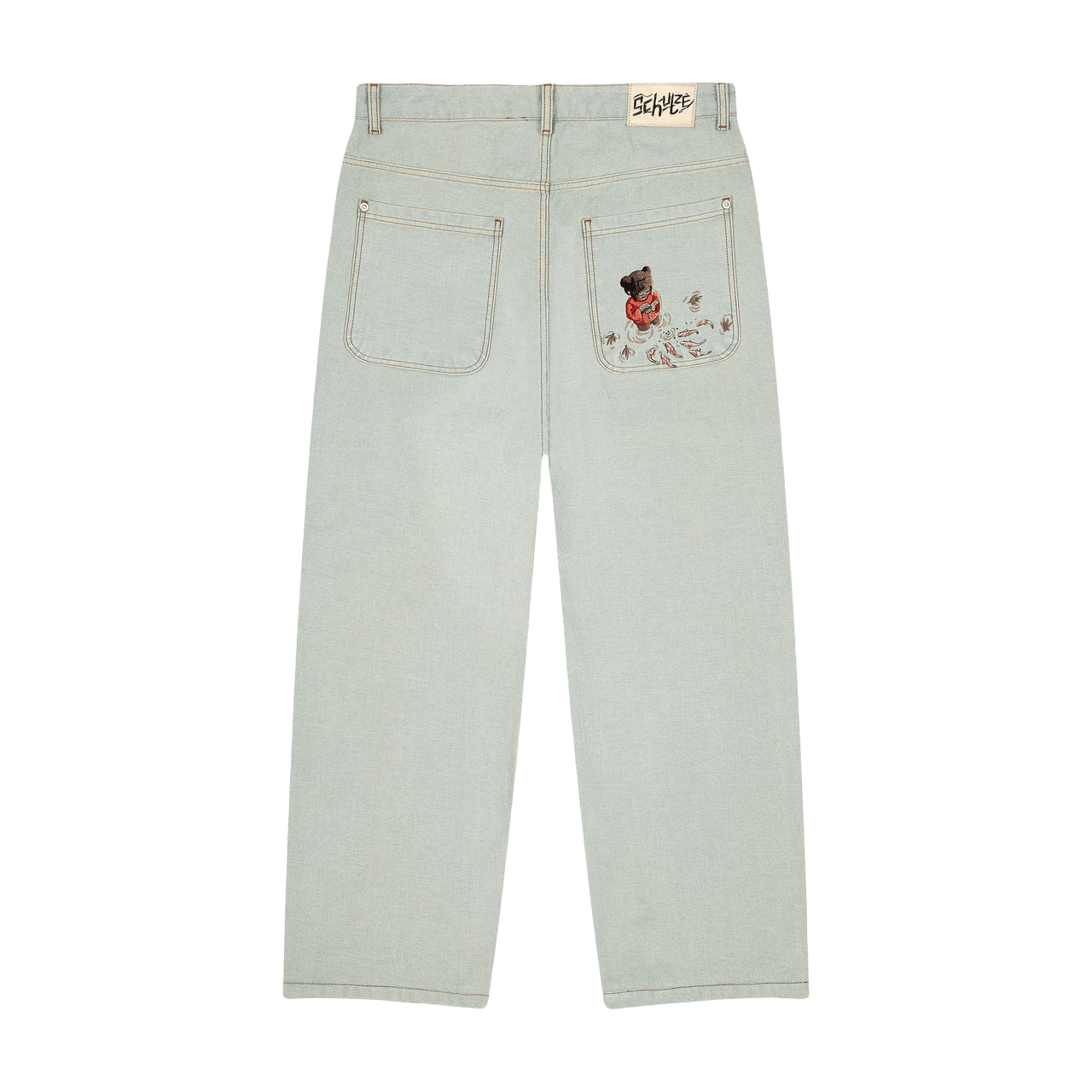 Koi Fish reverse denim jeans