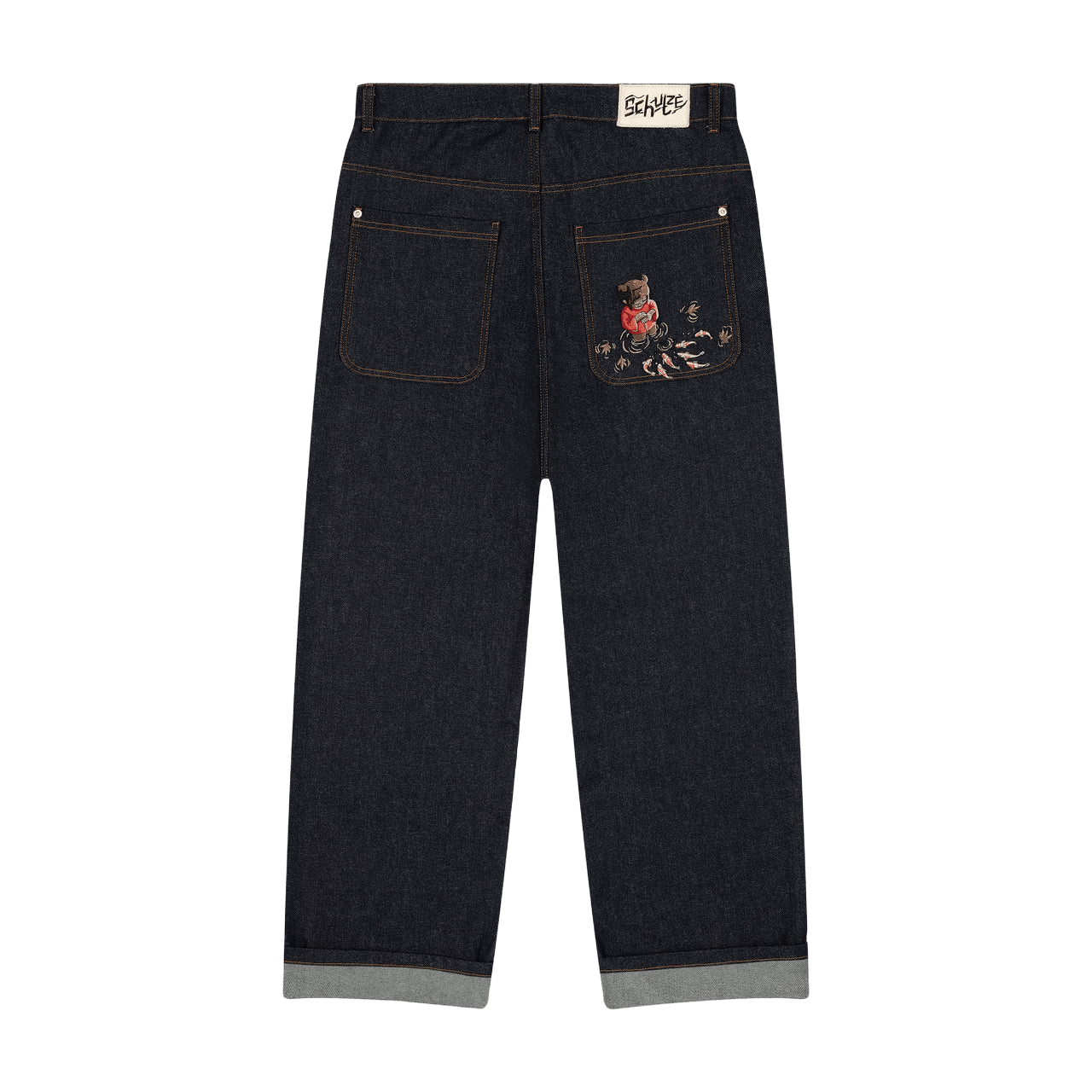 Koi Fish reverse denim jeans